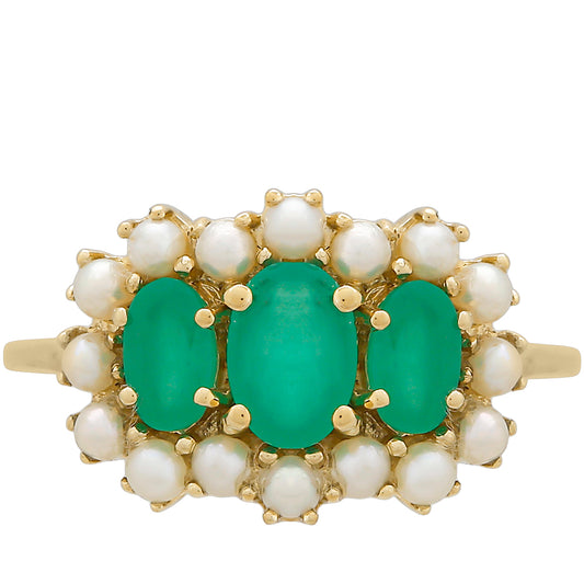 KultaSormus Brasilian Smaragdilla ja Makeanveden Valkoisella HelmellÀ