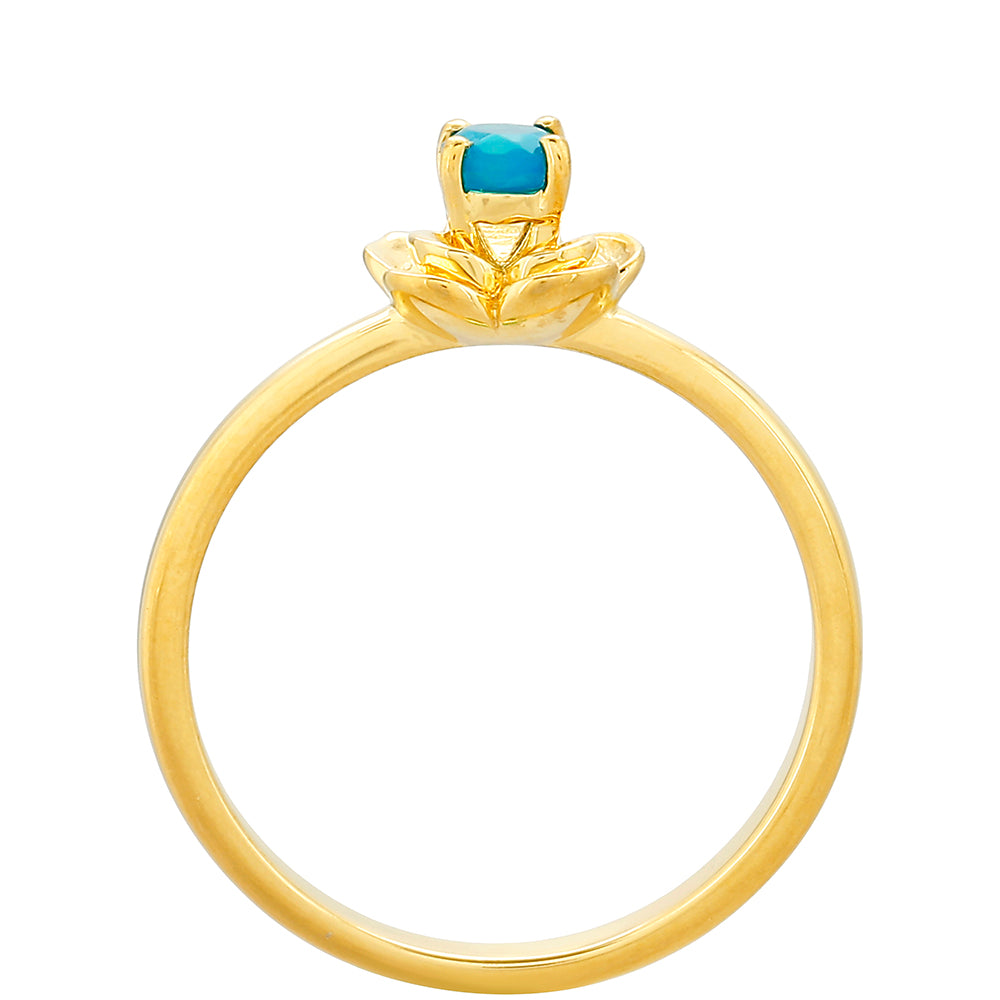 Kullattu hopeaSormus Etiopialaisella Paraiba-Sinisellä Opaalilla