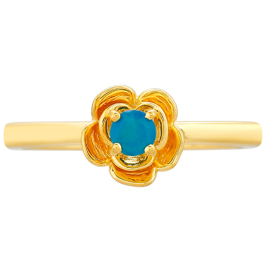 Kullattu hopeaSormus Etiopialaisella Paraiba-Sinisellä Opaalilla