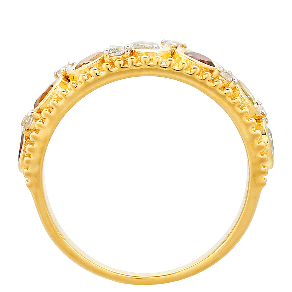 Kullattu hopeaSormus Granaatilla ja Madeiran Sitriinillä