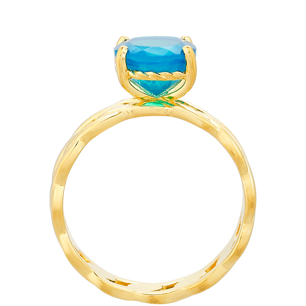 Kullattu hopeaSormus Etiopialaisella Paraiba-Sinisellä Opaalilla