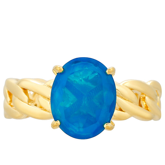 Kullattu hopeaSormus Etiopialaisella Paraiba-SinisellÀ Opaalilla