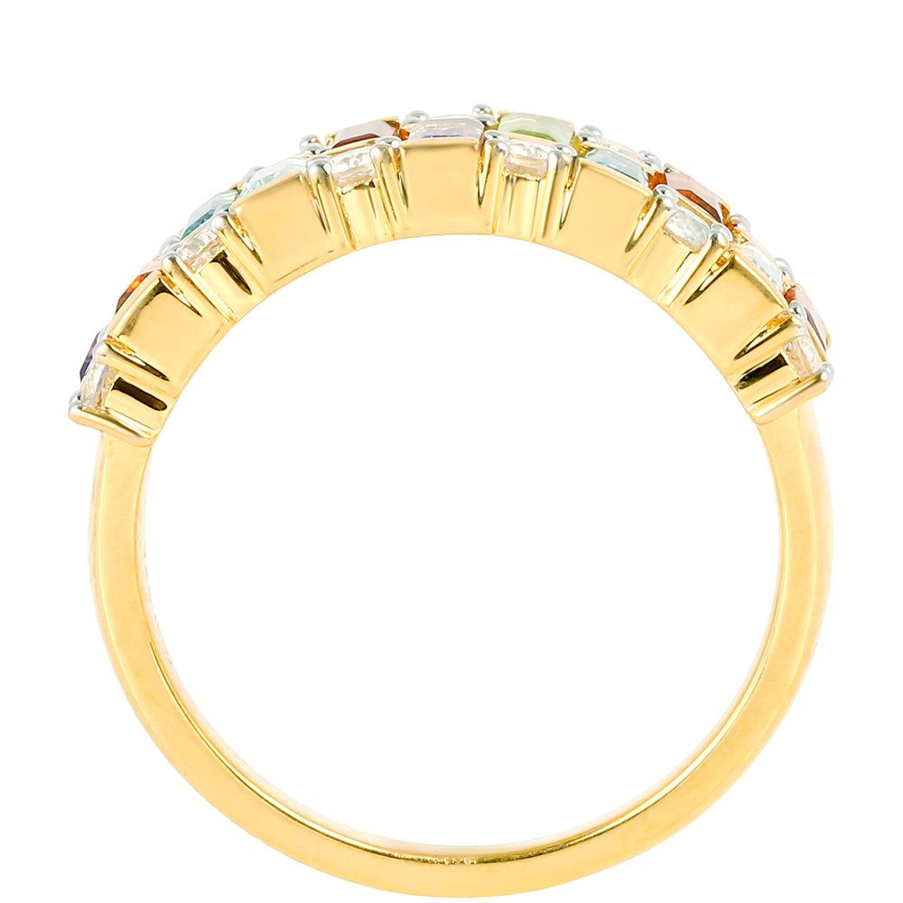 Kullattu hopeaSormus Ametisti ja Sitriinillä