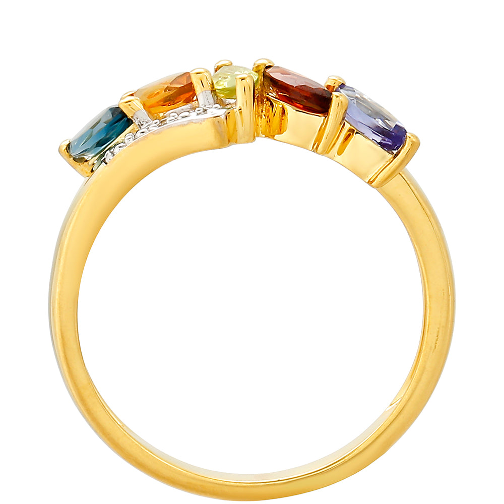 Kullattu hopeaSormus Tansaniitilla ja Sitriinillä