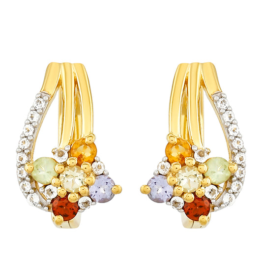 Kullatut hopeat Korvakorut Tansaniitilla ja Sitriinillä