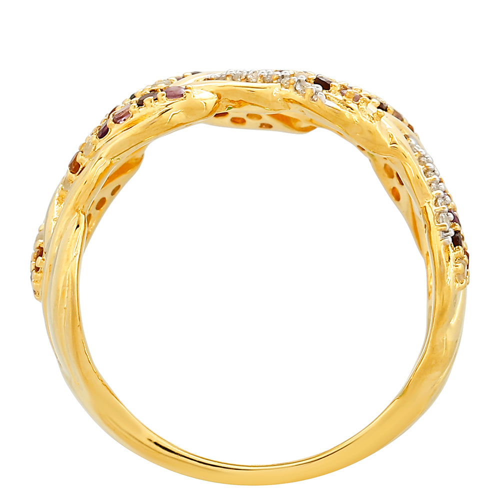 Kullattu hopeaSormus Ametisti ja Madeiran Sitriinillä