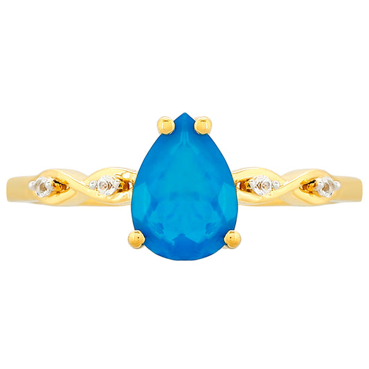 Kullattu hopeaSormus Etiopialaisella Paraiba-SinisellÀ Opaalilla ja Valkoisella Topaasilla