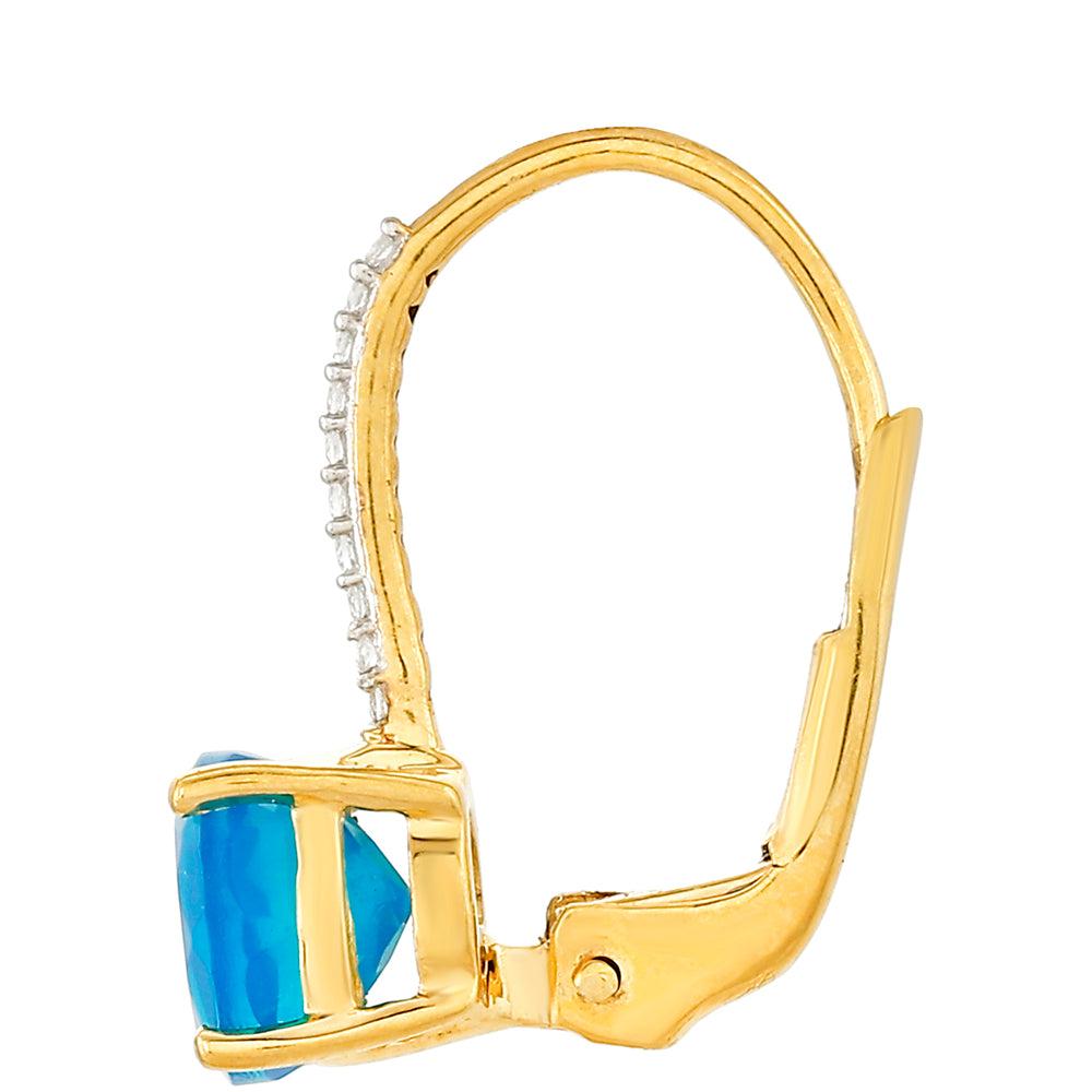 Kullatut hopeat Korvakorut Etiopialaisella Paraiba-Sinisellä Opaalilla ja Valkoisella Topaasilla