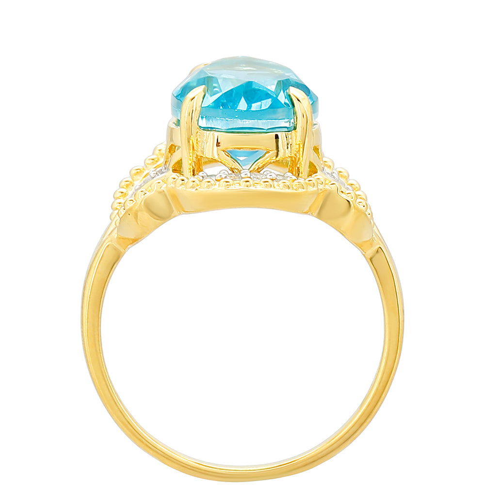 Kullattu hopeaSormus Paraiban Kvartsilla ja Valkoisella Topaasilla