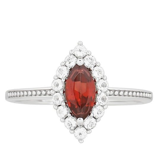 HopeaSormus Granaatilla ja Valkoisella Topaasilla