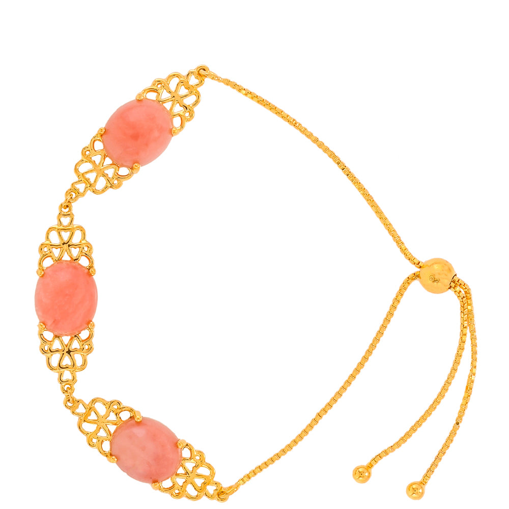 Kullattu hopeaRannekoru Vaaleanpunaisella Opaalilla