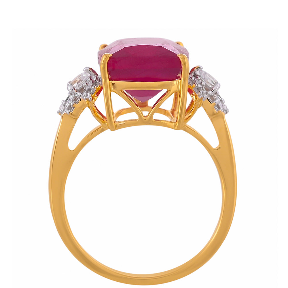 Kullattu hopeaSormus Malagassin Rubiinilla ja Valkoisella Topaasilla