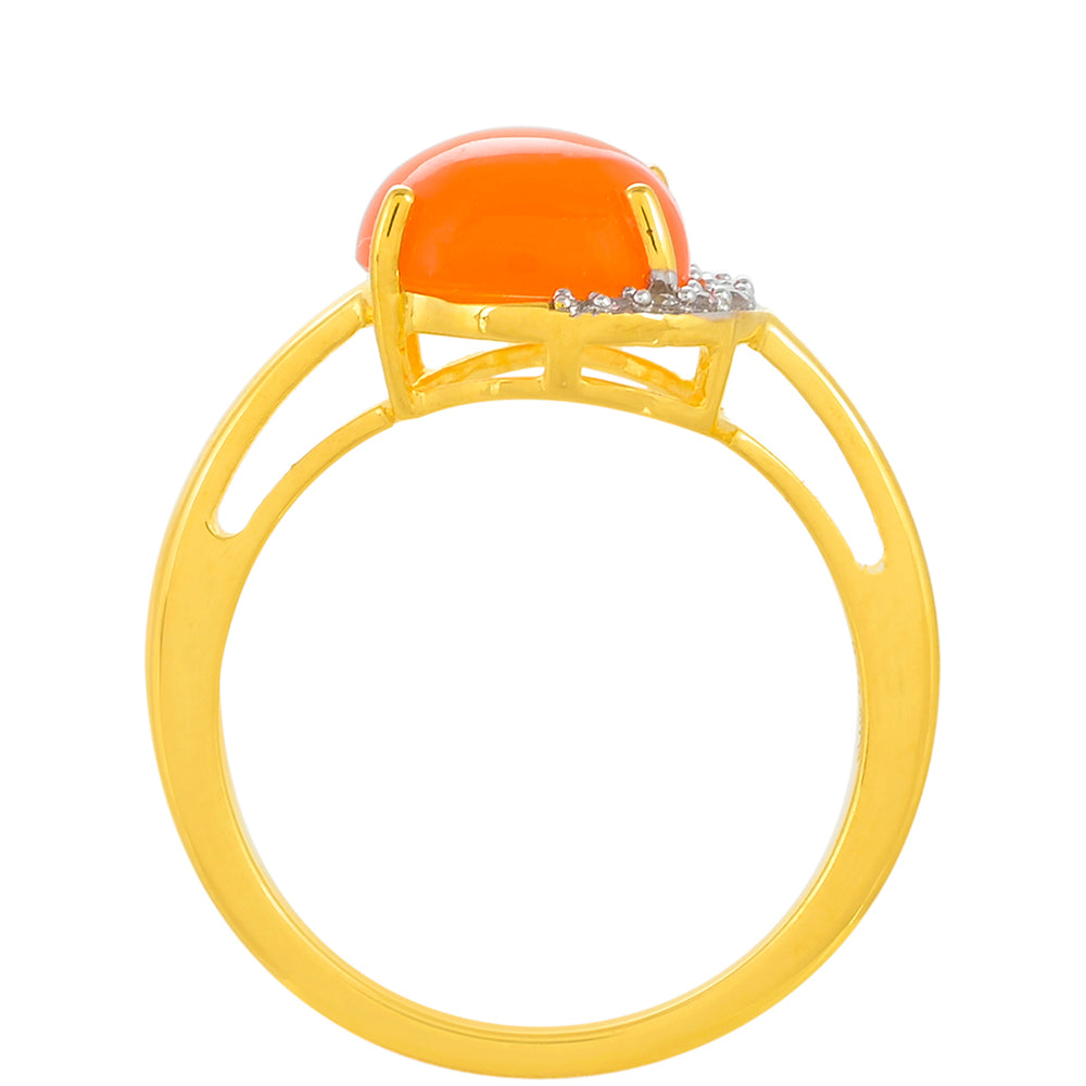 Kullattu hopeaSormus Karneolilla ja Valkoisella Topaasilla