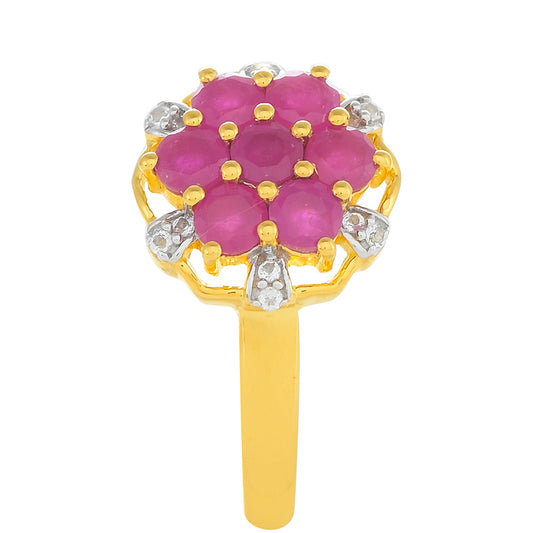 Kullattu hopeaSormus Thairubiinilla ja Valkoisella Topaasilla