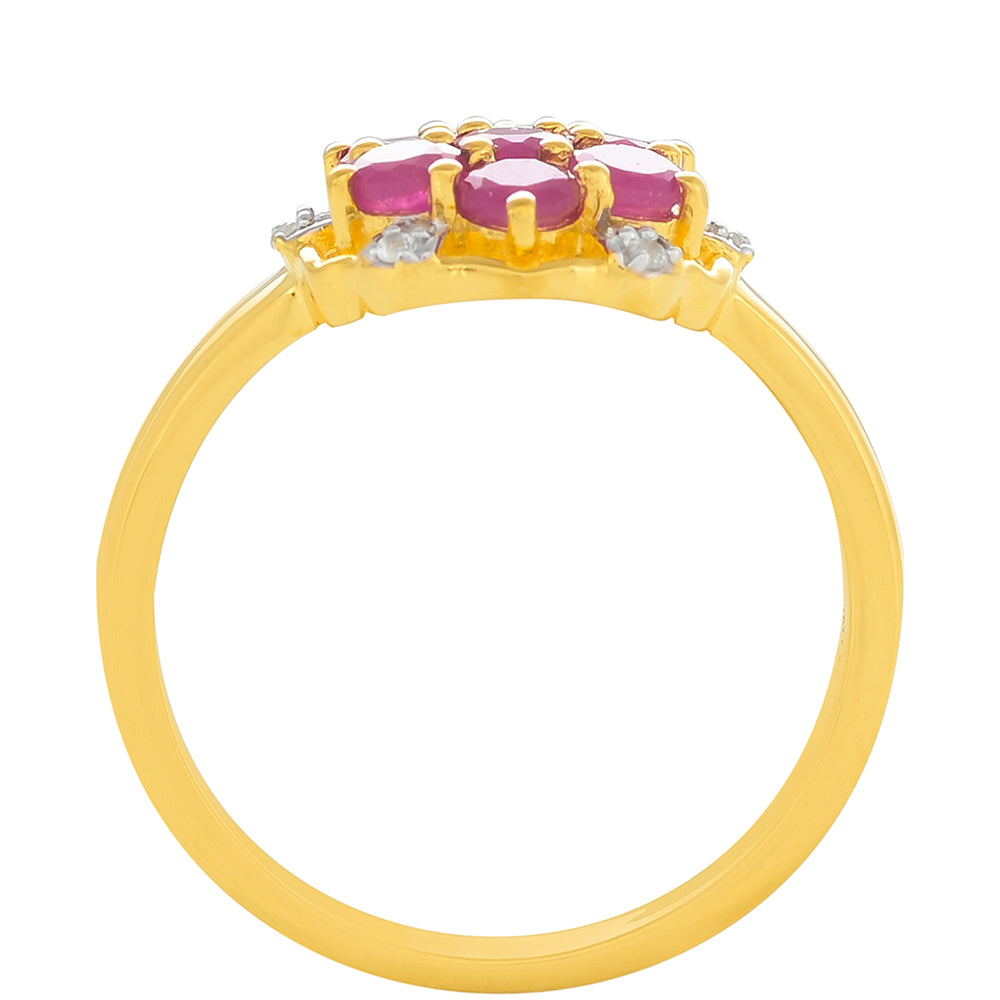 Kullattu hopeaSormus Thairubiinilla ja Valkoisella Topaasilla