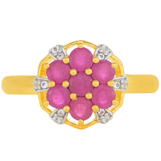 Kullattu hopeaSormus Thairubiinilla ja Valkoisella Topaasilla