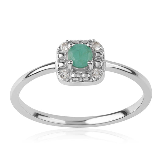 HopeaSetti Brasilian Smaragdilla ja Valkoisella Topaasilla ( Korvakorut+Sormus+Riipus )