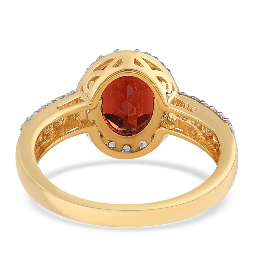 Kullattu hopeaSormus Barton Granaatilla ja Valkoisella Topaasilla