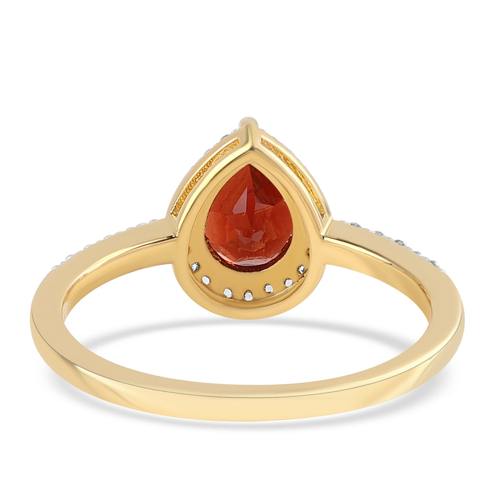 Kullattu hopeaSormus Barton Granaatilla ja Valkoisella Topaasilla