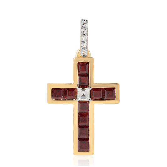 Kullattu hopeaRiipus Barton Granaatilla ja Valkoisella Topaasilla