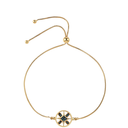 Kullattu hopeaRannekoru Sinisellä Timantilla