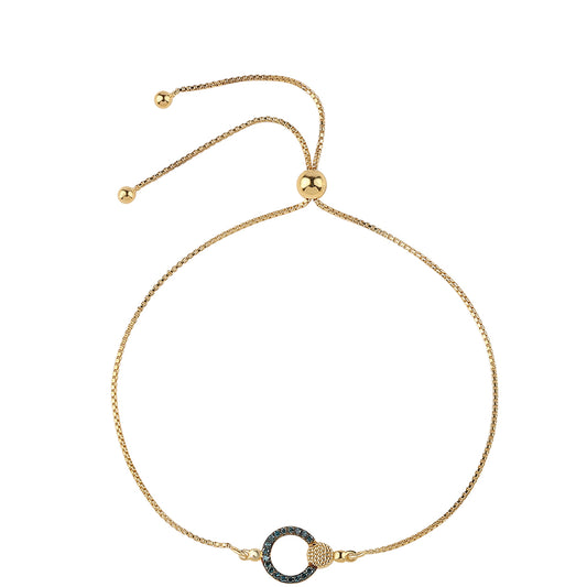 Kullattu hopeaRannekoru Sinisellä Timantilla