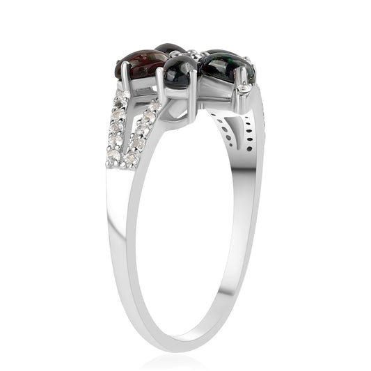 HopeaSormus Lega Dembin Keskiyönmustan Etiopialaisella Opaalilla ja Valkoisella Topaasilla