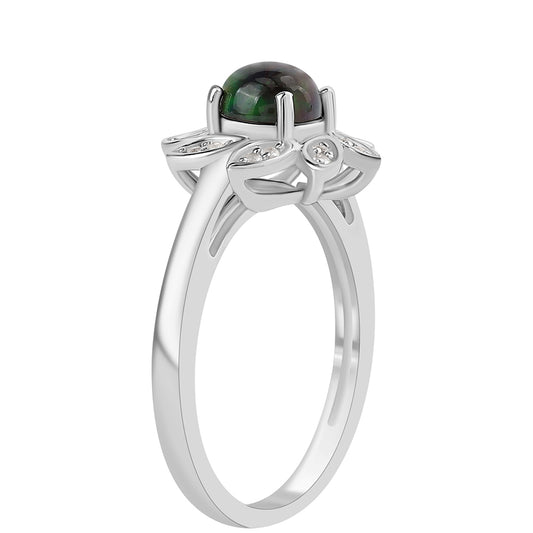 HopeaSormus Lega Dembin Keskiyönmustan Etiopialaisella Opaalilla ja Valkoisella Topaasilla