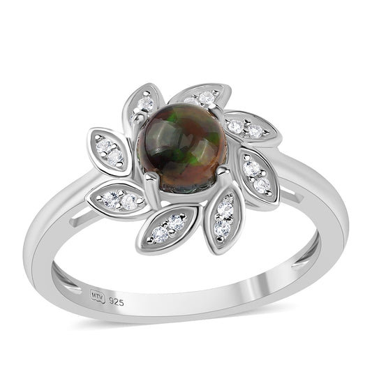 HopeaSormus Lega Dembin Keskiyönmustan Etiopialaisella Opaalilla ja Valkoisella Topaasilla