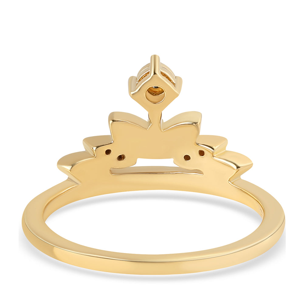 Kullattu hopeaSormus Vihreällä Timantilla ja Valkoisella Timantilla