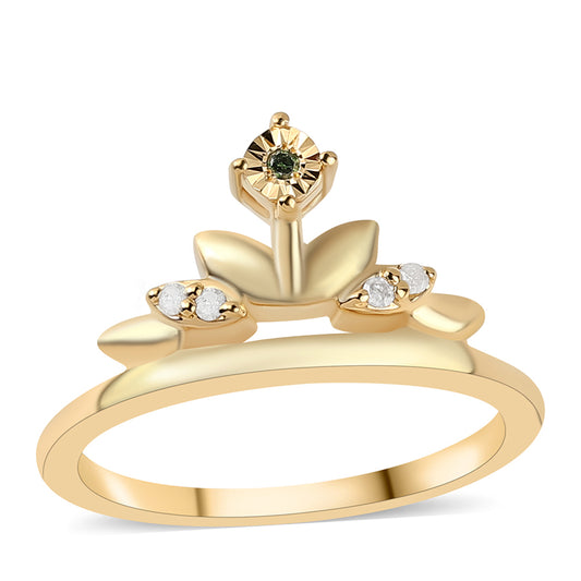 Kullattu hopeaSormus VihreÀllÀ Timantilla ja Valkoisella Timantilla