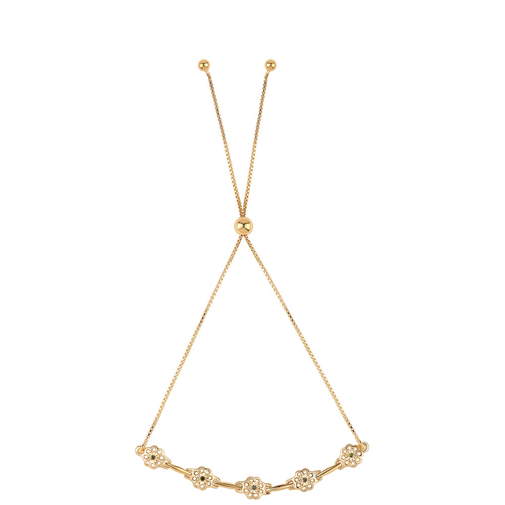 Kullattu hopeaRannekoru Vihreällä Timantilla