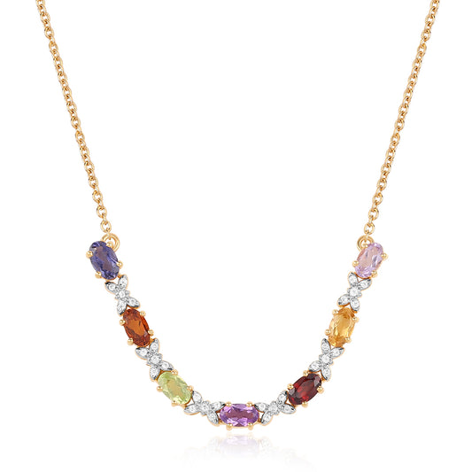 Kullattu hopeaKaulakoru Rose De France Ametistilla ja Sitriinillä