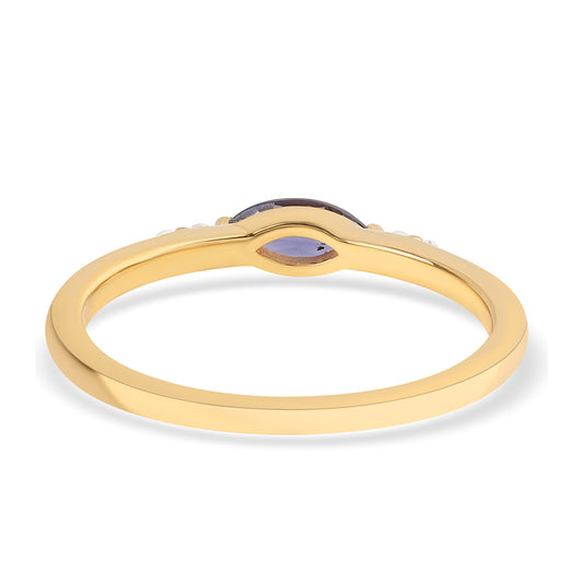 Kullattu hopeaSormus Ioliitilla ja Valkoisella Topaasilla