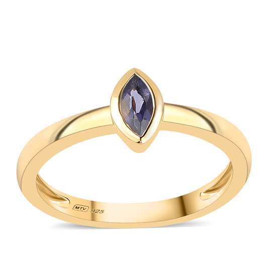 Kullattu hopeaSormus Ioliitilla