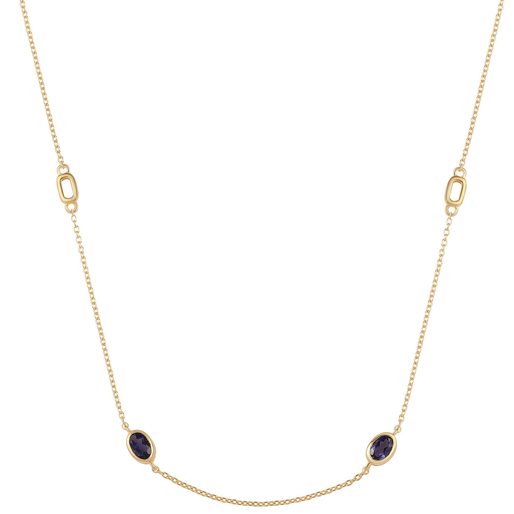 Kullattu hopeaKaulakoru Ioliitilla