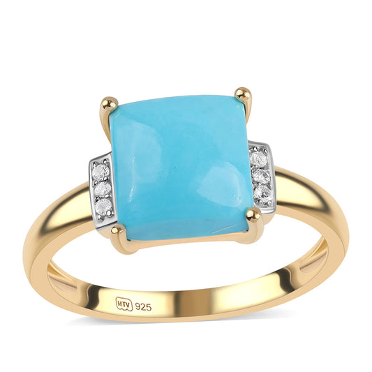 Kullattu hopeaSormus Ruususen Turkoosilla ja Valkoisella Topaasilla