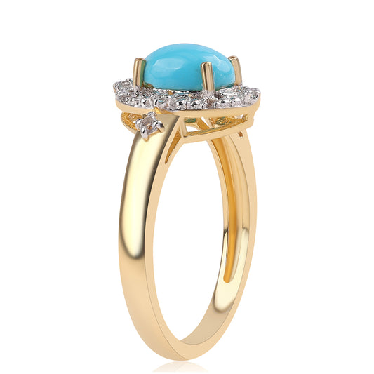 Kullattu hopeaSormus Ruususen Turkoosilla ja Valkoisella Topaasilla