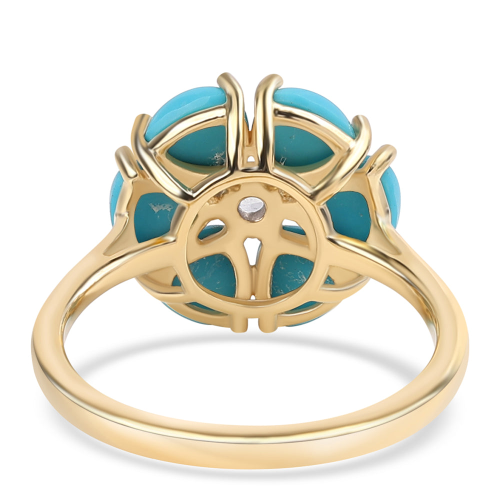 Kullattu hopeaSormus Ruususen Turkoosilla ja Valkoisella Topaasilla