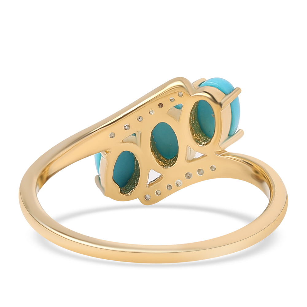 Kullattu hopeaSormus Ruususen Turkoosilla ja Valkoisella Topaasilla