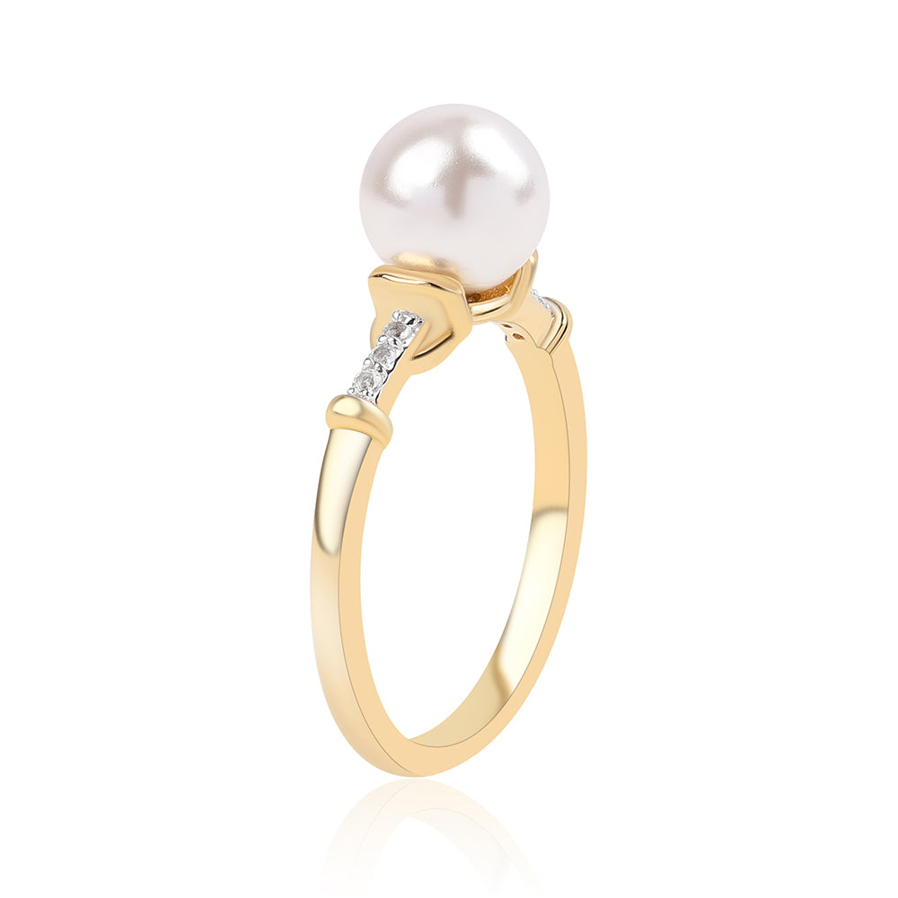 Kullattu hopeaSormus Makeanveden Valkoisella Helmellä ja Valkoisella Topaasilla