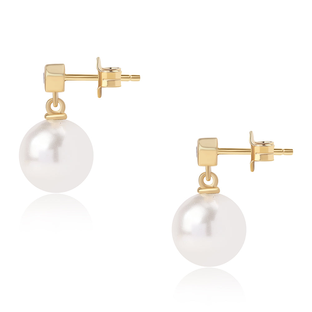 Kullatut hopeat Korvakorut Makeanveden Valkoisella Helmellä ja Valkoisella Topaasilla