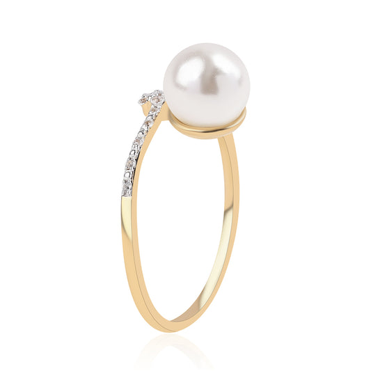 Kullattu hopeaSormus Makeanveden Valkoisella HelmellÀ ja Valkoisella Topaasilla