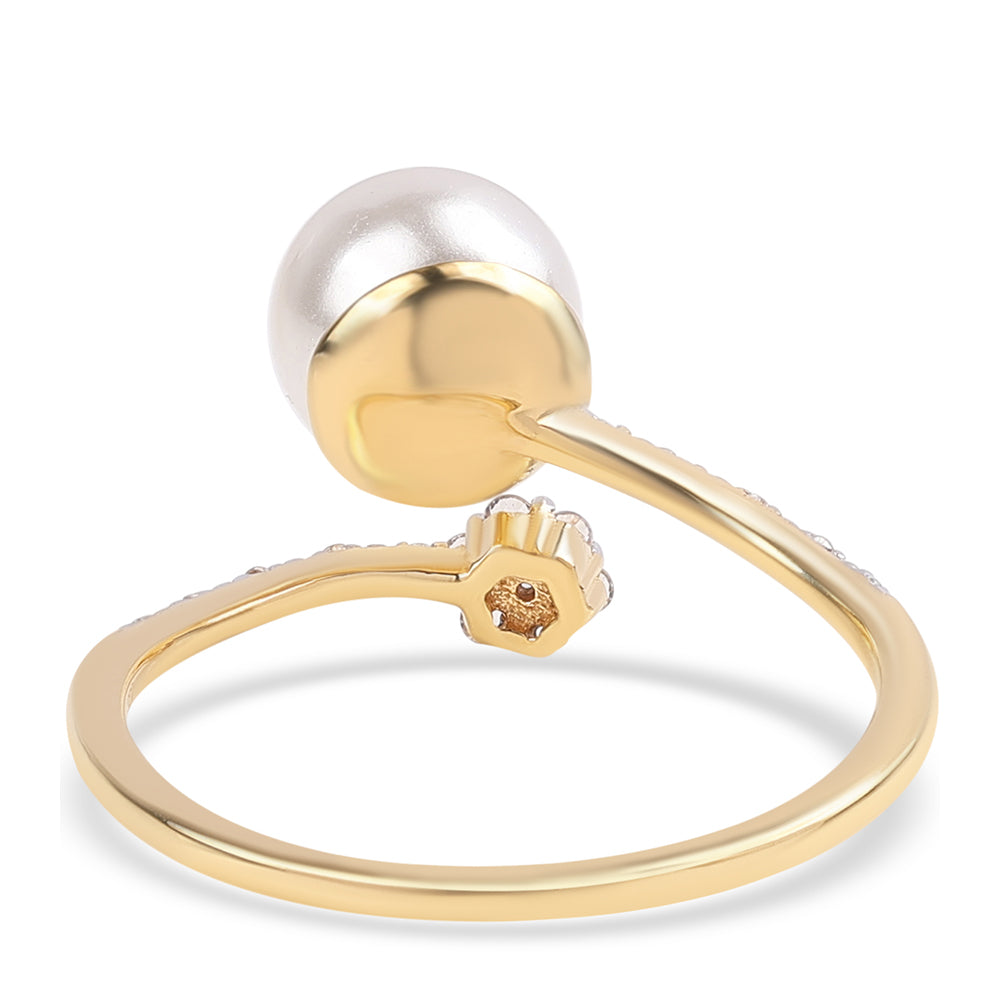 Kullattu hopeaSormus Makeanveden Valkoisella Helmellä ja Valkoisella Topaasilla