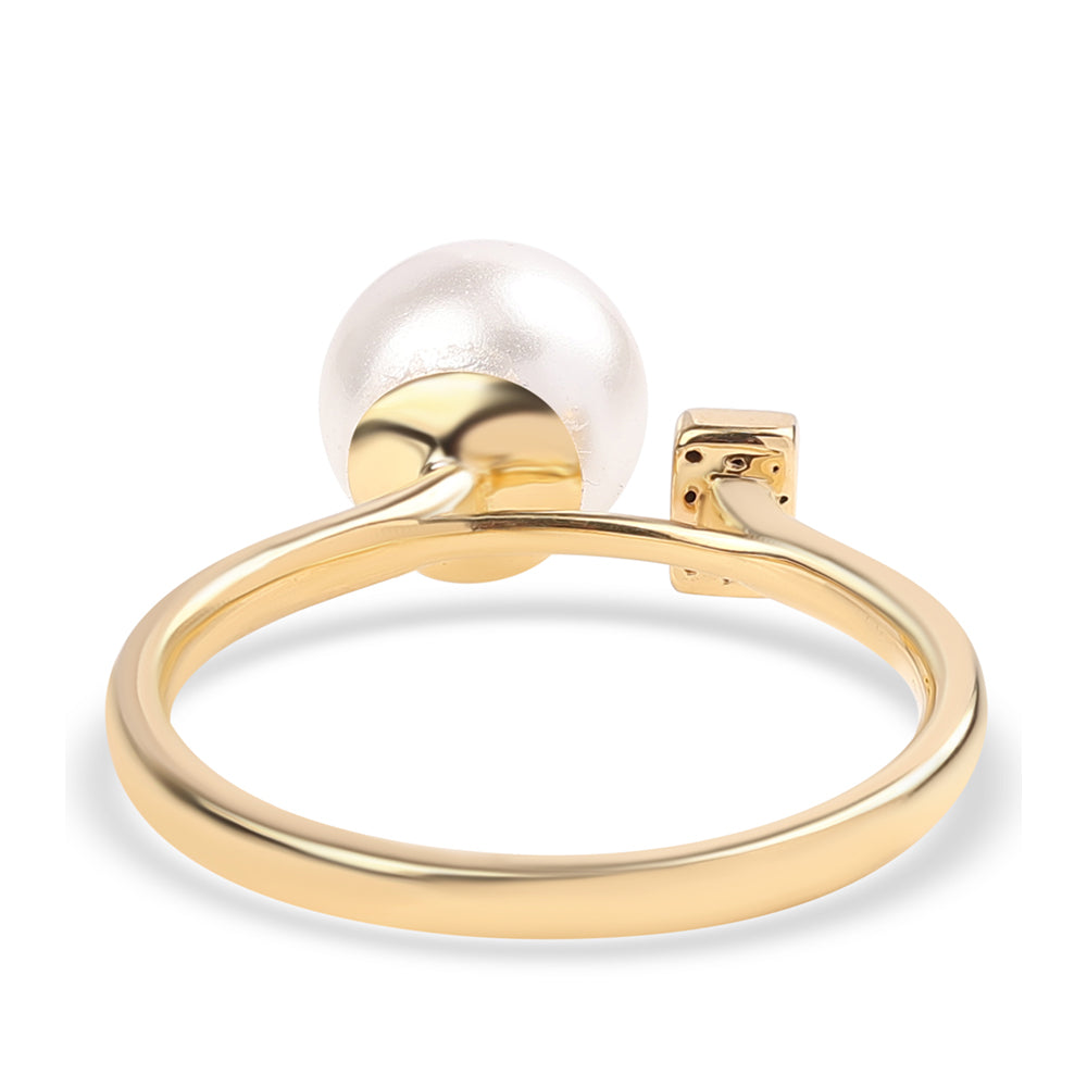 Kullattu hopeaSormus Makeanveden Valkoisella Helmellä ja Valkoisella Topaasilla