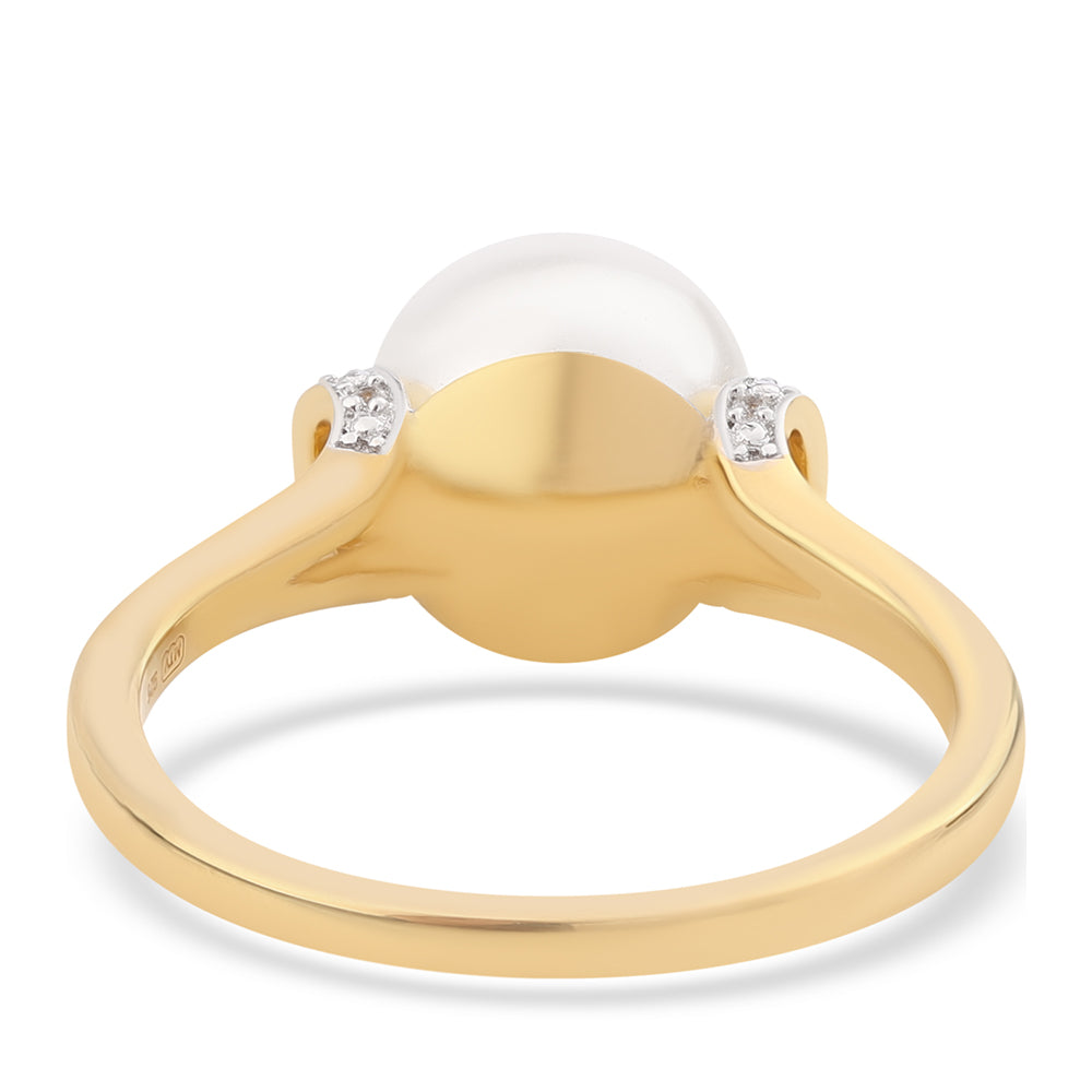 Kullattu hopeaSormus Makeanveden Valkoisella Helmellä ja Valkoisella Topaasilla