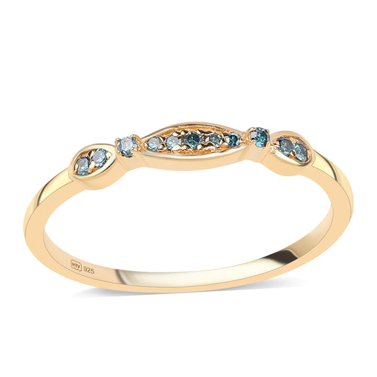 Kullattu hopeaSormus Sinisellä Timantilla