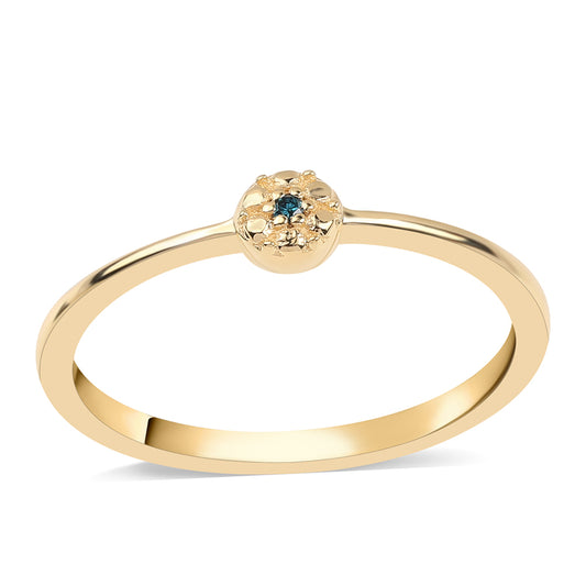 Kullattu hopeaSormus Sinisellä Timantilla