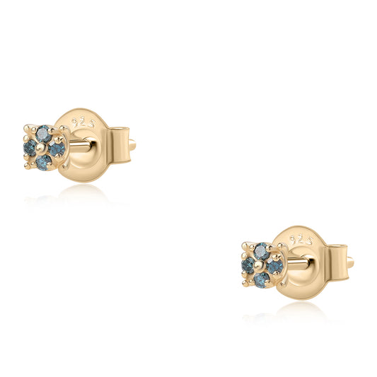 Kullatut hopeat Korvakorut SinisellÀ Timantilla