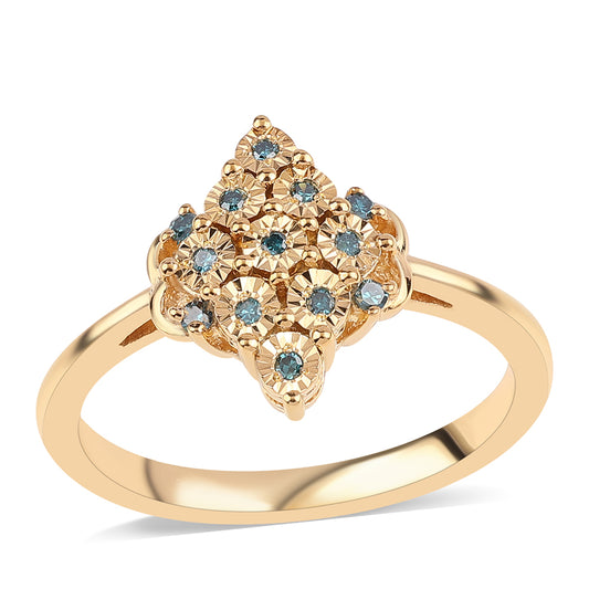 Kullattu hopeaSormus SinisellÀ Timantilla